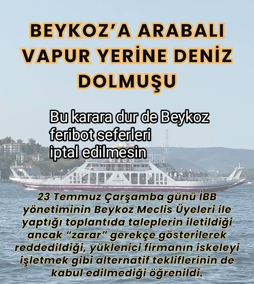 BEYKOZ FERİBOT SEFERLERİ KALDIRILMASIN 
