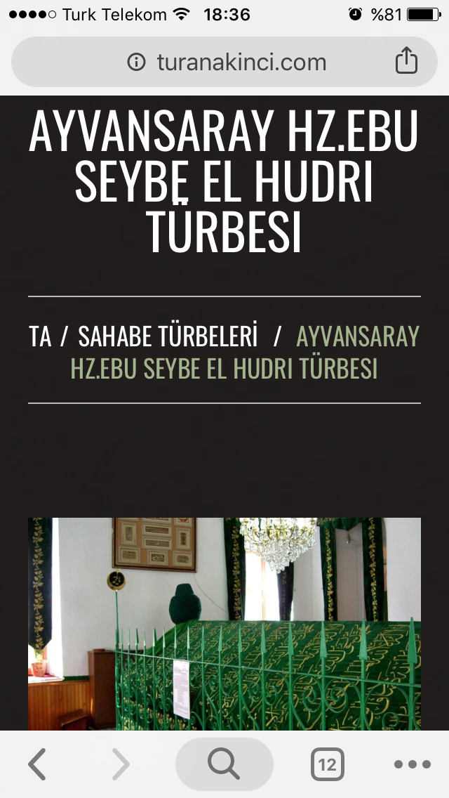 HZ.EBU ŞEYBE EL HUDRÎ (Radıyallahü anh) TÜRBESİ ZİYARETE AÇILSIN