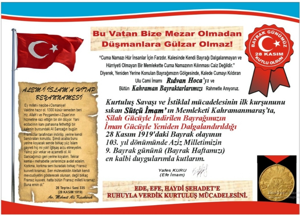 28 KASIM BAYRAK GÜNÜNÜN ULUSAL GÜN OLMASI İÇİN İMZA KAMPANYASI