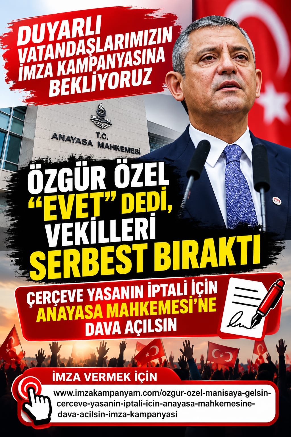 Özgür Özel Manisa'ya Gel: Çerçeve Yasanın İptali İçin Anayasa Mahkemesi'ne Dava Açılsın