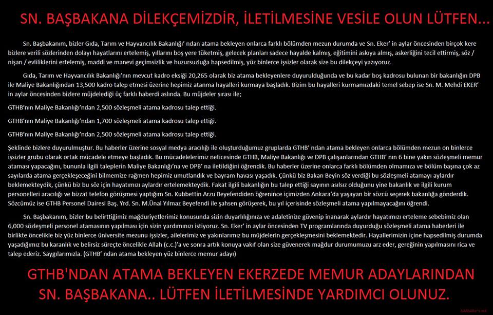 GTHB'nın Maliye Bakanlığında Aylardır Bekletilen Sözleşmeli Atama Talebi Hakkında Kamuoyundan Destek