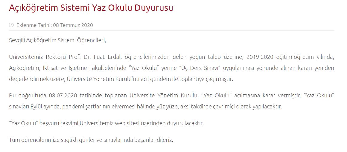 AÖF 3 Ders Sınavı Hakkımız Geri Verilsin!!!