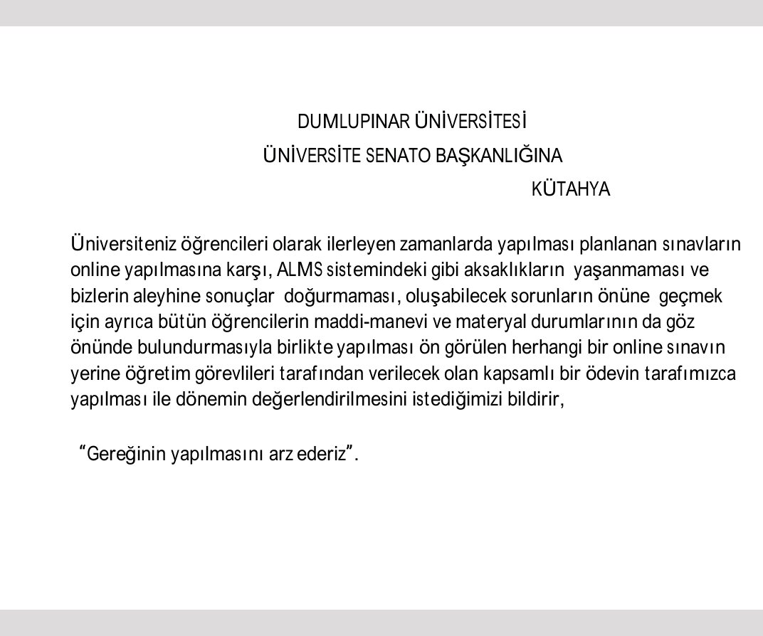 ONLİNE SINAV YERİNE ÖDEV