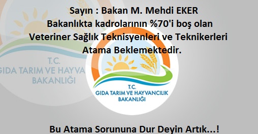 Veteriner Sağlık Teknisyenleri ve Teknikerleri atanma hakkı verilmesini istiyoruz..!