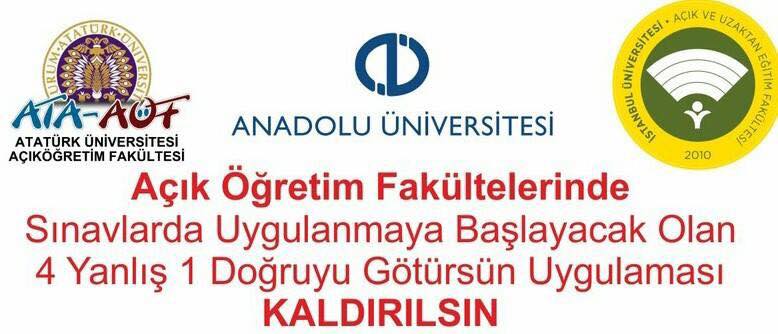 Açık Öğretim Sınavlarında 4 yanlış 1 doğruyu götürmesin @açık öğretim fakülteleri