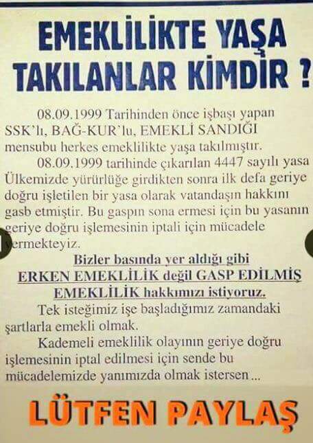 GASB EDİLMİŞ EMEKLİLİK HAKKIMIZI İSTİYORUZ