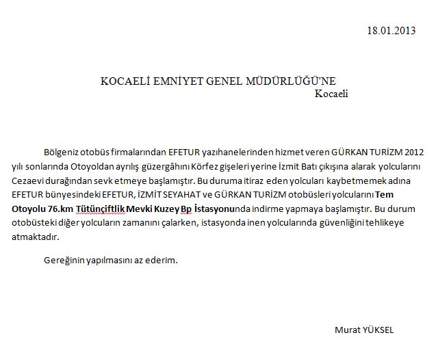 EFETUR Tütünçiftlik Hattı Açılsın