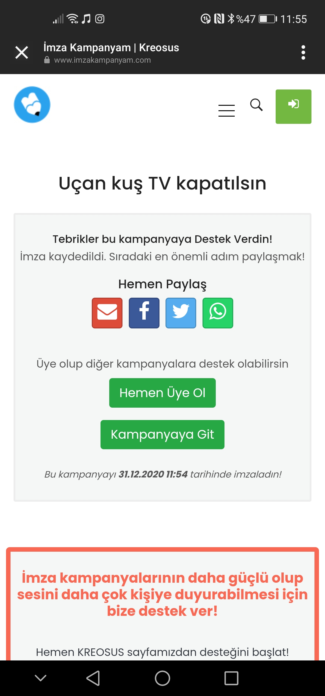 Uçan kuş TV kapatılsın