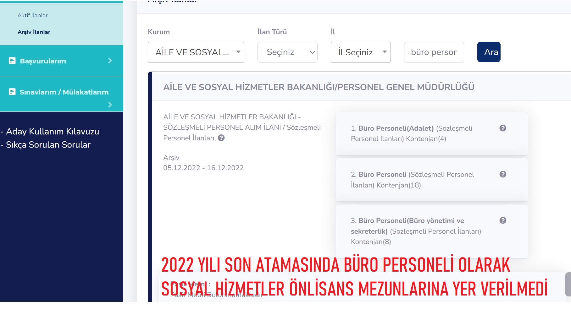 Sosyal Hizmetler Önlisans Mezunları Atama Bekliyor